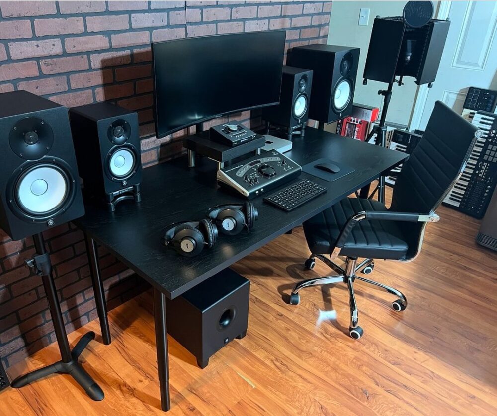 Black Home Studio Setup - Mac Mini Core i5 2.8GHz 16GB Ram 1TB SSD Behringer Speaker Controller, Neumann TLM103 Mic, 2 AKG Pro Headphone